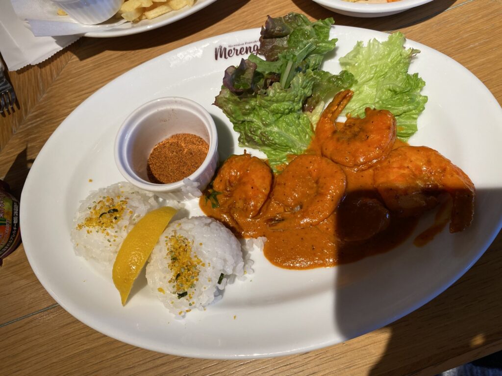 シーパラダイス内のレストランのガーリックシュリンプ