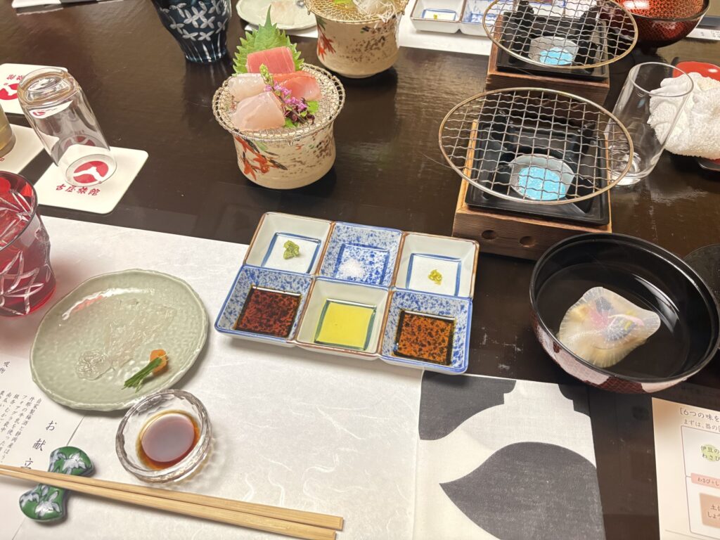 2024年に行った熱海古屋旅館の夕食の刺身