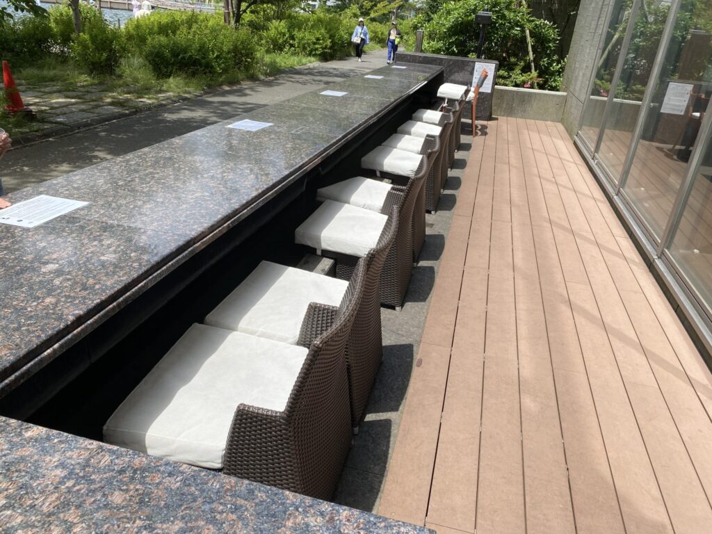 人気の足湯のあるパン屋さんの足湯。夏なので足湯の利用はなかった